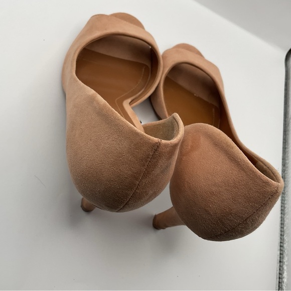 H&M Peach Faux Suede Peeptoe Pumps Size 37 - Picture 6 of 7
